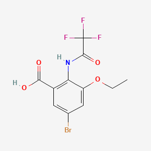 molecular formula C11H9BrF3NO4 B15304231 5-Bromo-3-ethoxy-2-(2,2,2-trifluoroacetamido)benzoic acid 