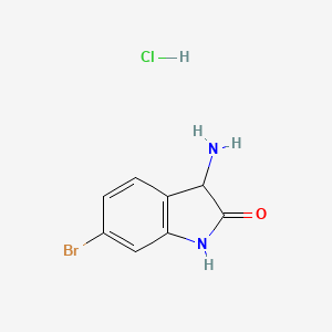 molecular formula C8H8BrClN2O B15304344 3-amino-6-bromo-2,3-dihydro-1H-indol-2-one hydrochloride 