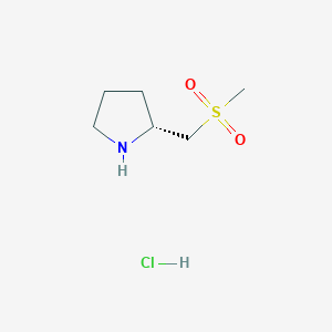 molecular formula C6H14ClNO2S B15304383 (2R)-2-(methanesulfonylmethyl)pyrrolidine hydrochloride 