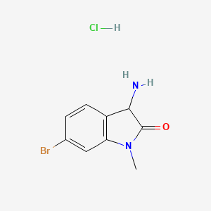 molecular formula C9H10BrClN2O B15304504 3-amino-6-bromo-1-methyl-2,3-dihydro-1H-indol-2-one hydrochloride 