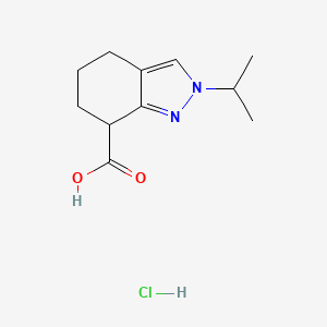 molecular formula C11H17ClN2O2 B15304517 2-(propan-2-yl)-4,5,6,7-tetrahydro-2H-indazole-7-carboxylic acid hydrochloride 