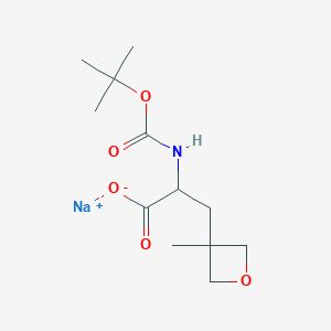 molecular formula C12H20NNaO5 B15304525 Sodium 2-{[(tert-butoxy)carbonyl]amino}-3-(3-methyloxetan-3-yl)propanoate 