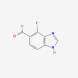 molecular formula C8H5FN2O B15304684 7-Fluoro-6-formyl-1H-benzimidazole 