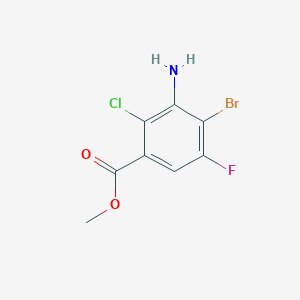 molecular formula C8H6BrClFNO2 B15304753 Methyl 3-amino-4-bromo-2-chloro-5-fluorobenzoate 