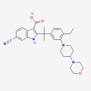 molecular formula C30H36N4O3 B1530476 6-氰基-2-(2-(4-乙基-3-(4-吗啉代哌啶-1-基)苯基)丙-2-基)-1H-吲哚-3-羧酸 CAS No. 1256584-78-7