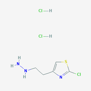 molecular formula C5H10Cl3N3S B15304932 2-Chloro-4-(2-hydrazinylethyl)-1,3-thiazole dihydrochloride 