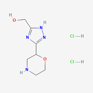 molecular formula C7H14Cl2N4O2 B15305006 [3-(morpholin-2-yl)-1H-1,2,4-triazol-5-yl]methanol dihydrochloride 