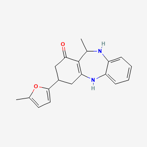 molecular formula C19H20N2O2 B1530501 11-methyl-3-(5-methyl-2-furyl)-2,3,4,5,10,11-hexahydro-1H-dibenzo[b,e][1,4]diazepin-1-one CAS No. 1428139-69-8