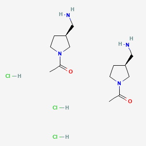 molecular formula C14H31Cl3N4O2 B15305224 bis(1-[(3S)-3-(aminomethyl)pyrrolidin-1-yl]ethan-1-one) trihydrochloride 