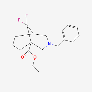 molecular formula C18H23F2NO2 B15305279 Ethyl 3-benzyl-9,9-difluoro-3-azabicyclo[3.3.1]nonane-1-carboxylate 