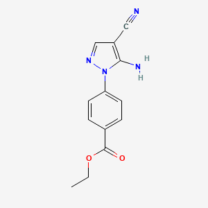 molecular formula C13H12N4O2 B15305333 ethyl 4-(5-amino-4-cyano-1H-pyrazol-1-yl)benzoate 