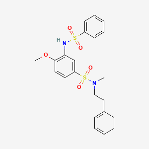 molecular formula C22H24N2O5S2 B15305366 3-benzenesulfonamido-4-methoxy-N-methyl-N-(2-phenylethyl)benzene-1-sulfonamide 