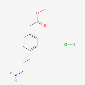 molecular formula C12H18ClNO2 B15305511 Methyl 2-[4-(3-aminopropyl)phenyl]acetate hydrochloride 