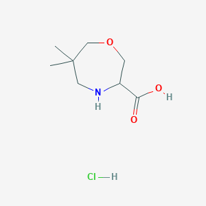 molecular formula C8H16ClNO3 B15305969 6,6-Dimethyl-1,4-oxazepane-3-carboxylic acid hydrochloride 