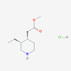 molecular formula C10H20ClNO2 B15306058 methyl2-[(3R,4S)-3-ethylpiperidin-4-yl]acetatehydrochloride 