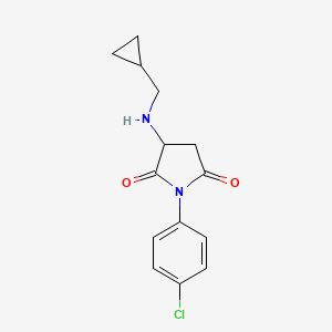 molecular formula C14H15ClN2O2 B1530613 1-(4-Chlorophenyl)-3-[(cyclopropylmethyl)amino]pyrrolidine-2,5-dione CAS No. 1415719-04-8