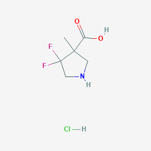 molecular formula C6H10ClF2NO2 B15306147 4,4-Difluoro-3-methylpyrrolidine-3-carboxylic acid hydrochloride 