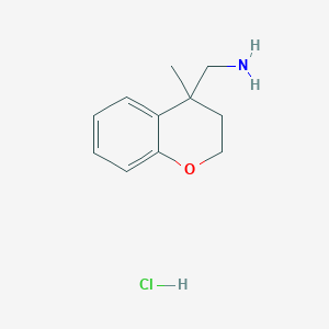 molecular formula C11H16ClNO B15306177 1-(4-methyl-3,4-dihydro-2H-1-benzopyran-4-yl)methanamine hydrochloride 