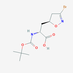 molecular formula C11H17BrN2O5 B15306236 (2R)-3-[(5S)-3-bromo-4,5-dihydro-1,2-oxazol-5-yl]-2-{[(tert-butoxy)carbonyl]amino}propanoic acid 