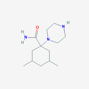 molecular formula C13H25N3O B15306320 3,5-Dimethyl-1-(piperazin-1-yl)cyclohexane-1-carboxamide 