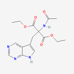 1,3-diethyl 2-acetamido-2-({7H-pyrrolo[2,3-d]pyrimidin-5-yl}methyl)propanedioate