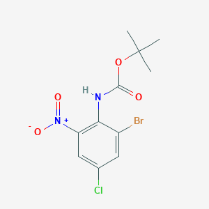 molecular formula C11H12BrClN2O4 B15306383 Tert-butyl (2-bromo-4-chloro-6-nitrophenyl)carbamate 