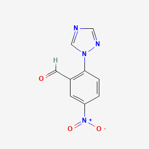 molecular formula C9H6N4O3 B15306543 5-Nitro-2-(1h-1,2,4-triazol-1-yl)benzaldehyde 