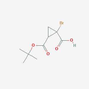 molecular formula C9H13BrO4 B15306564 1-Bromo-2-[(tert-butoxy)carbonyl]cyclopropane-1-carboxylic acid 