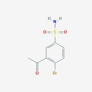 molecular formula C8H8BrNO3S B15306601 3-Acetyl-4-bromobenzenesulfonamide 