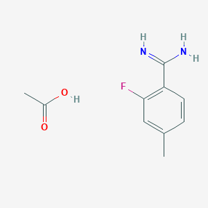 molecular formula C10H13FN2O2 B15306628 2-Fluoro-4-methylbenzene-1-carboximidamide,aceticacid 