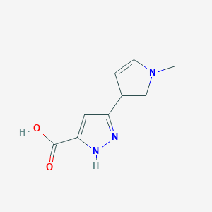 molecular formula C9H9N3O2 B1530665 3-(1-methyl-1H-pyrrol-3-yl)-1H-pyrazole-5-carboxylic acid CAS No. 1379474-92-6