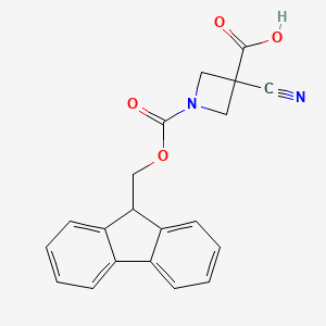 molecular formula C20H16N2O4 B15306754 3-cyano-1-{[(9H-fluoren-9-yl)methoxy]carbonyl}azetidine-3-carboxylicacid 