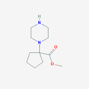 molecular formula C11H20N2O2 B15306767 Methyl 1-(piperazin-1-yl)cyclopentane-1-carboxylate 