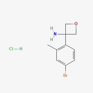 molecular formula C10H13BrClNO B15306774 3-(4-Bromo-2-methylphenyl)oxetan-3-amine hydrochloride 