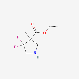 molecular formula C8H13F2NO2 B15306775 Ethyl 4,4-difluoro-3-methyl-pyrrolidine-3-carboxylate 