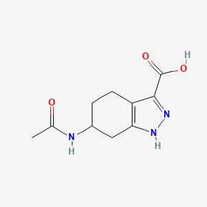 molecular formula C10H13N3O3 B15306777 6-acetamido-4,5,6,7-tetrahydro-1H-indazole-3-carboxylic acid 