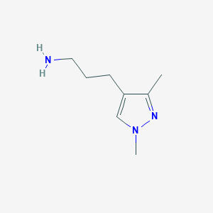 molecular formula C8H15N3 B1530686 3-(1,3-Dimethyl-1H-pyrazol-4-yl)propan-1-amine CAS No. 1235436-69-7