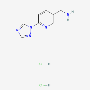 molecular formula C8H11Cl2N5 B15306914 1-[6-(1H-1,2,4-triazol-1-yl)pyridin-3-yl]methanamine dihydrochloride 