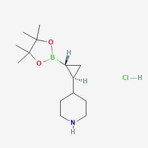 4-(rac-(1R,2R)-2-(4,4,5,5-Tetramethyl-1,3,2-dioxaborolan-2-yl)cyclopropyl)piperidine hydrochloride