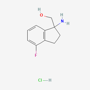 molecular formula C10H13ClFNO B15307086 (1-amino-4-fluoro-2,3-dihydro-1H-inden-1-yl)methanol hydrochloride 