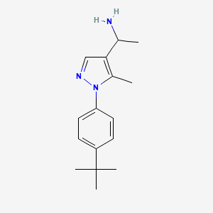 molecular formula C16H23N3 B15307091 1-[1-(4-tert-butylphenyl)-5-methyl-1H-pyrazol-4-yl]ethan-1-amine 