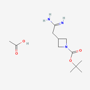 molecular formula C12H23N3O4 B15307169 Acetic acid, tert-butyl 3-(carbamimidoylmethyl)azetidine-1-carboxylate 