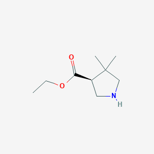 molecular formula C9H17NO2 B15307228 ethyl (3S)-4,4-dimethylpyrrolidine-3-carboxylate 