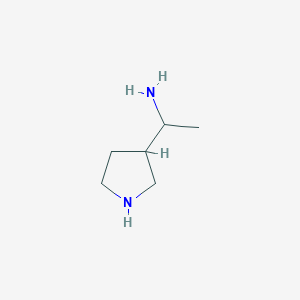 molecular formula C6H14N2 B15307415 1-(Pyrrolidin-3-yl)ethan-1-amine 