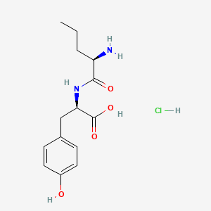 molecular formula C14H21ClN2O4 B15307505 (2R)-2-[(2R)-2-aminopentanamido]-3-(4-hydroxyphenyl)propanoicacidhydrochloride 