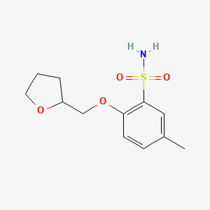 molecular formula C12H17NO4S B15307602 5-Methyl-2-((tetrahydrofuran-2-yl)methoxy)benzenesulfonamide 