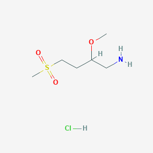 molecular formula C6H16ClNO3S B15307614 4-Methanesulfonyl-2-methoxybutan-1-amine hydrochloride 