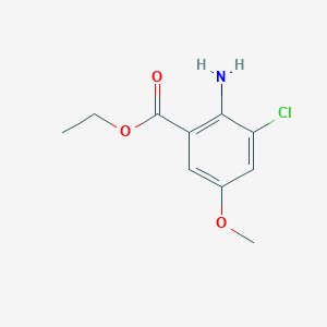 molecular formula C10H12ClNO3 B15307628 Ethyl 2-amino-3-chloro-5-methoxybenzoate 