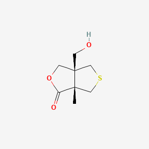 molecular formula C8H12O3S B15307650 rac-(3aR,6aR)-3a-(hydroxymethyl)-6a-methyl-hexahydrothieno[3,4-c]furan-1-one, cis 