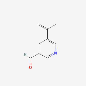 molecular formula C9H9NO B15307675 5-(Prop-1-en-2-yl)nicotinaldehyde 